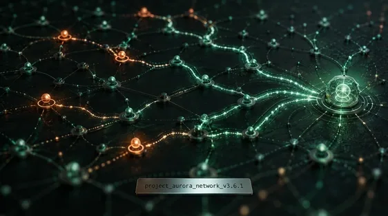 Glowing network of interconnected nodes